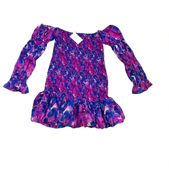 NWT women’s MISA X REVOLVE pink & blue watercolor MINIKLEID NOURA mini dress - Picture 3 of 9